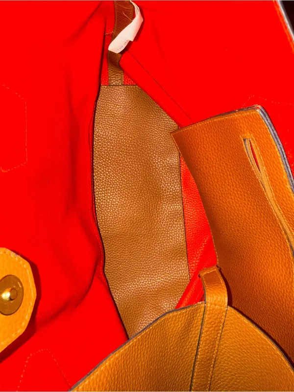 Classic Women's Tote Handbag with Wristlet - Orange - Image 6