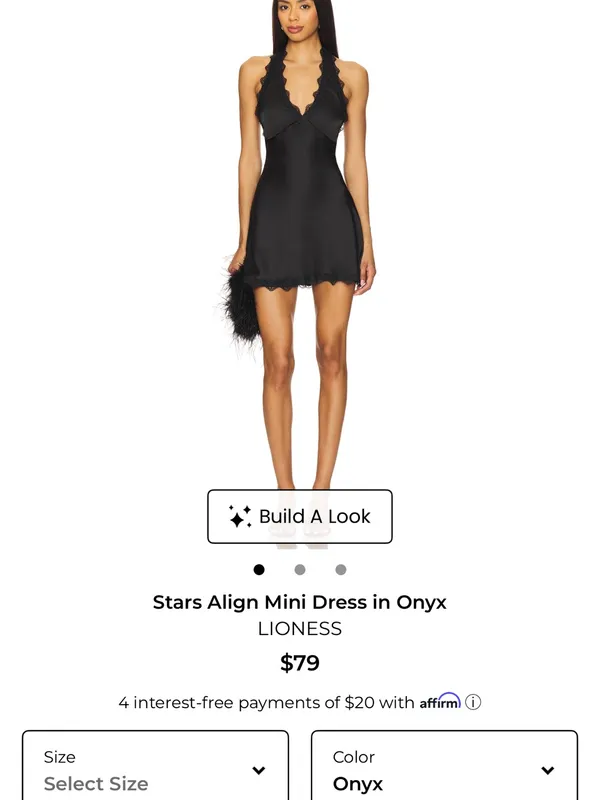 Lioness stars align mini dress in onyx large NWOT - Image 2