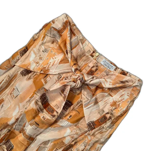 & Other Stories | Printed Asymmetrical Midi Skirt Terracotta Tie Front Boho US 8 - Image 6
