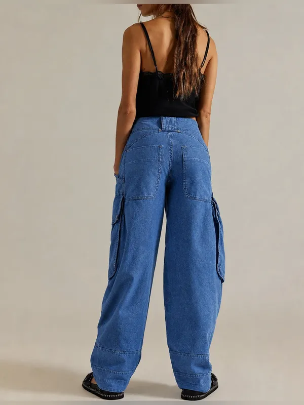 NWT Free People We The Free Brentwood Slouchy Cargo Pants- ebb and flow blue - 0 - Image 5