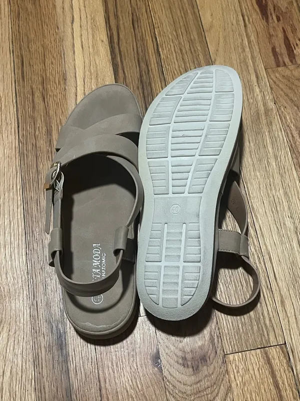 Alta Moda Anatomic Taupe Criss-Cross Slingback Sandals Size 40 (US 9) - Image 4