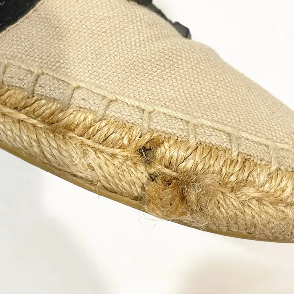 Tory Burch Size 6 Weston Canvas Flat Espadrille Black Slip‎ On Shoes - Image 3