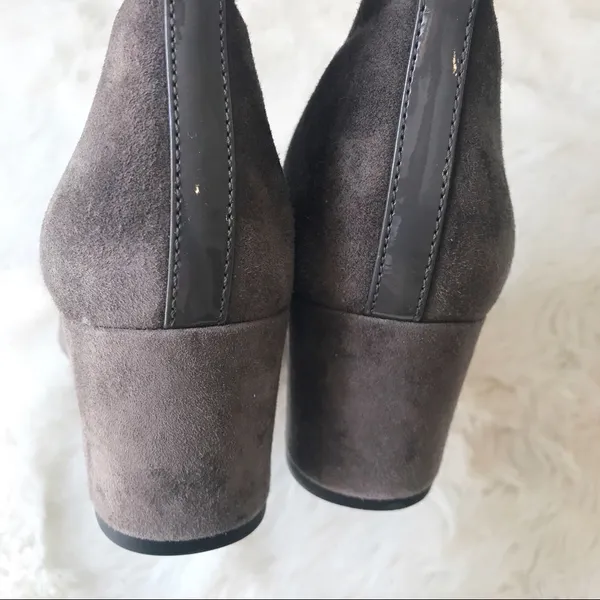 DONALD PLINER Suede Knee High Boot Chunky‎ Heel Round Toe Taupe Gray Size 6.5 - Image 9