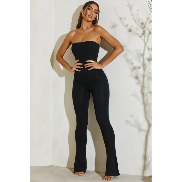 Oh Polly Erisen Modal Off-Shoulder Long-Sleeve Jumpsuit NWT Sz 12 Black‎ - Image 5