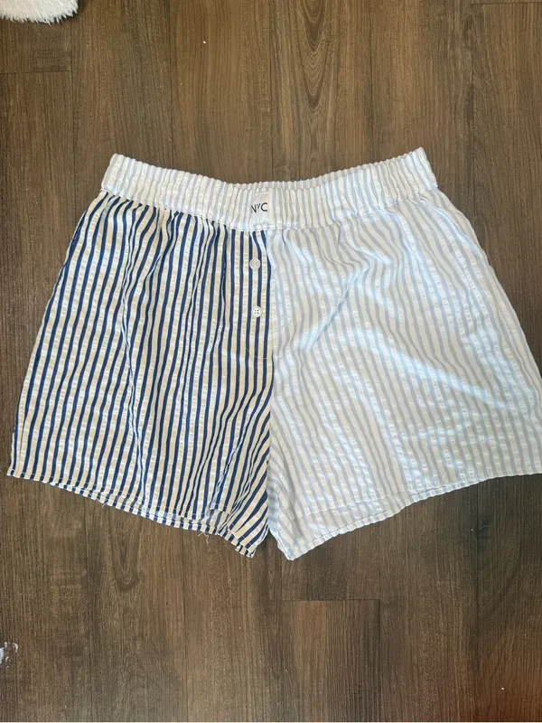 Sincerely Jules NYC Blue Striped Boxer Shorts Size Large - Image 2