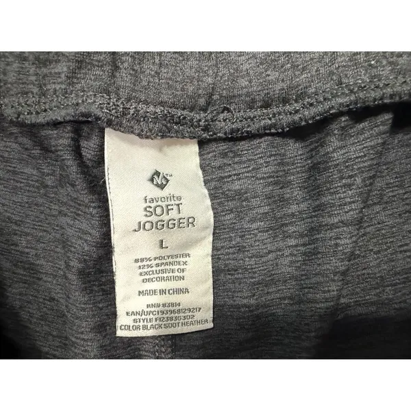 Members Mark Favorite Soft Jogger Black Soot Heather Gray Lounge Pants Large - Image 2