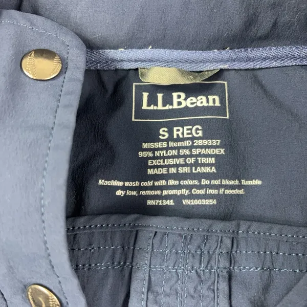 L.L. Bean Coat Womens Small Blue Nylon Hooded Anorak Zip Pockets Drawcord Waist - Image 3