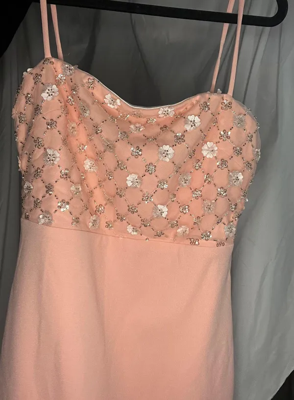 Hello Molly Light Pink Embellished Spaghetti Strapped Lined Mini Dress - Image 2