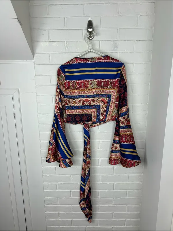 Cider Bell Sleeve Tie Wrap Top Size S - Image 7