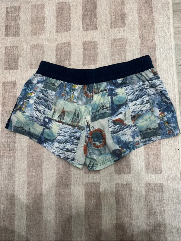 Salt Life Women's Nautical Print Swim Coverup Shorts - Teal, Navy, Cream - Image 2