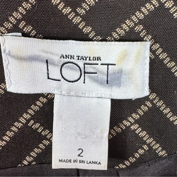 Ann Taylor Loft‎ Blazer Women 2 Brown Herringbone Tile Geometric Print Jacket - Image 10