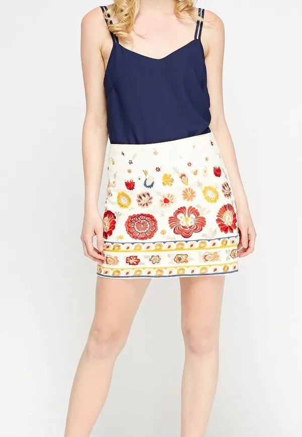 TOPSHOP Embroidered Floral Mini Pencil Skirt - Image 10