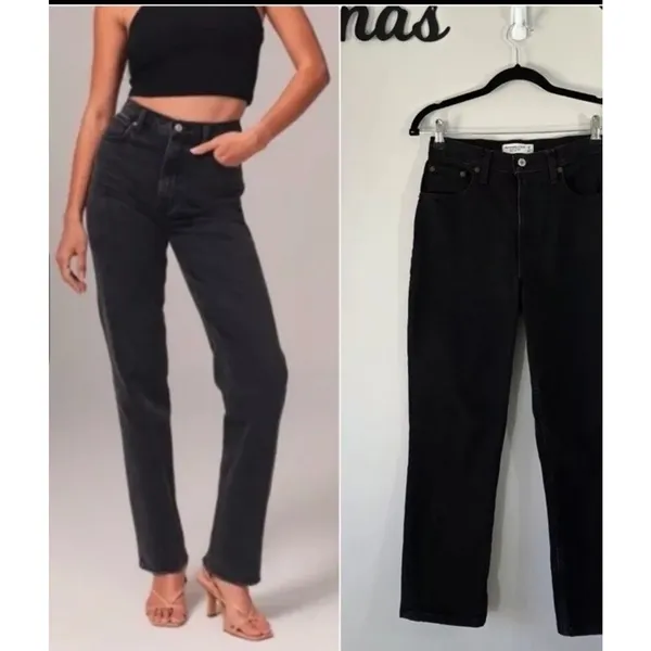 Abercrombie & Fitch Curve Love The 90s Straight Ultra High Rise Jeans Size 26 - Image 11