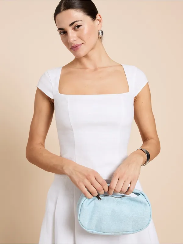 NWT Kourt Nadia Linen Top size 0 White cap sleeve crop Tibi Few Moda - Image 6