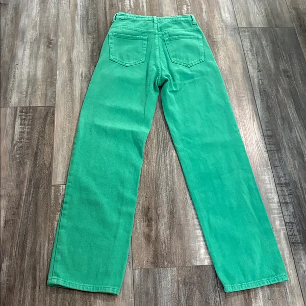 Edikted Green Button Fly Jeans XS - Image 5