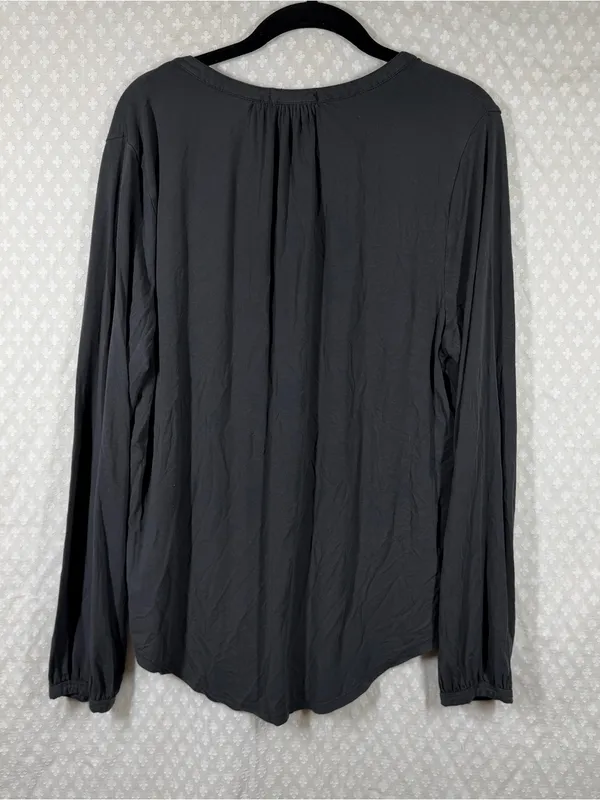 Barefoot Dreams Dark Grey Luxe Milk Jersey Long Sleeve V Neck Top - Image 5