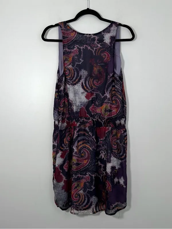 Free People Falling for Georgette Paisley Lace Up Mini Dress Purple Size Medium - Image 4