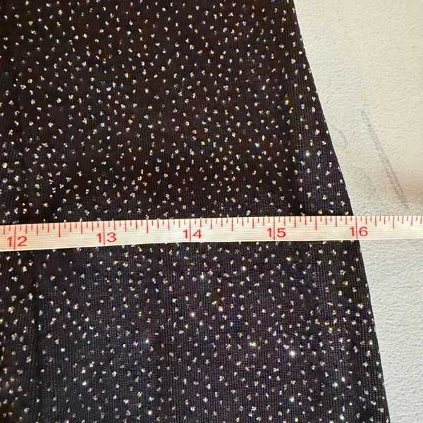 Vintage Night Way Collections Maxi Dress Women 12 Black Silver Glitter Mesh Hoco - Image 10