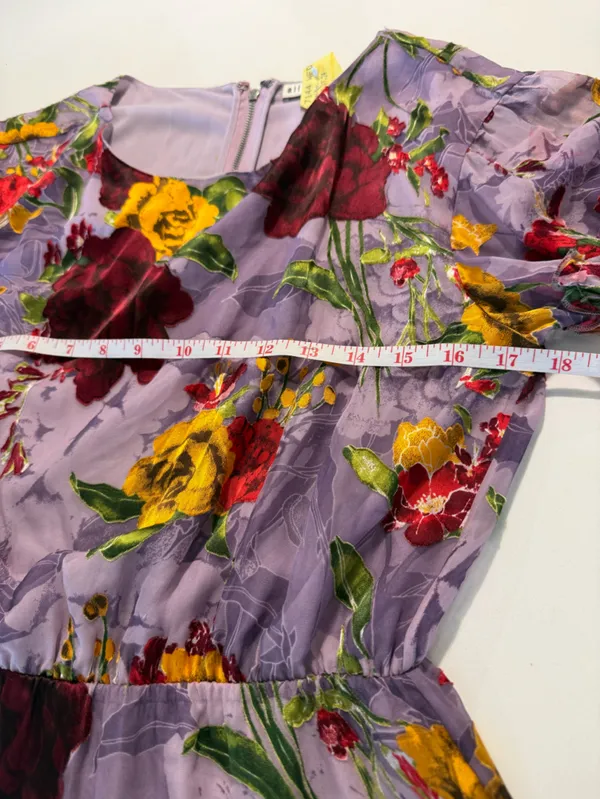 Alice‎ + Olivia Katrina Silk Blend Dress In Water Lotus Lavander Size S/M - Image 11