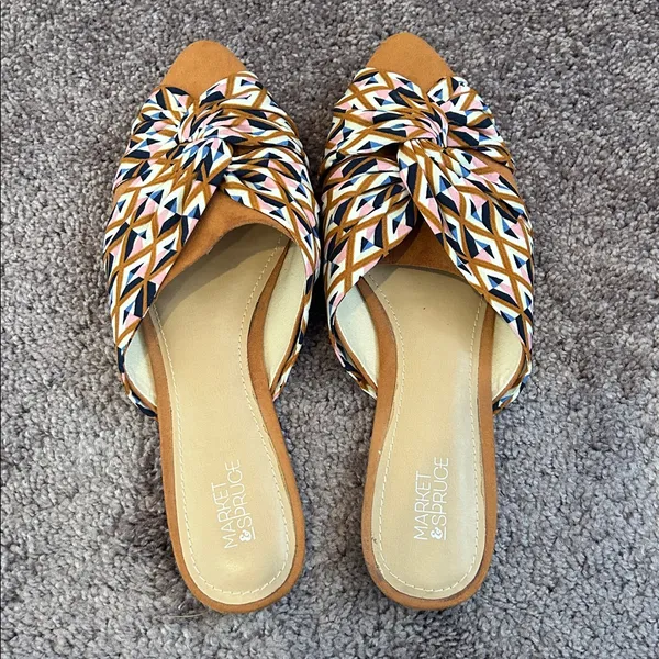 Market & Spruce knot tie geometric pointed slip on flats - Image 3