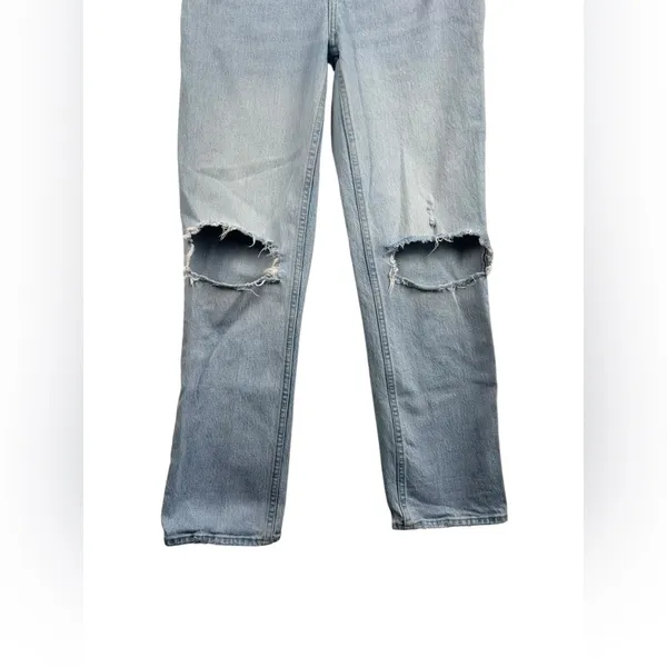Abercrombie 90s Straight Ultra High Rise Distressed Jeans 26 short 2S Light Wash - Image 8