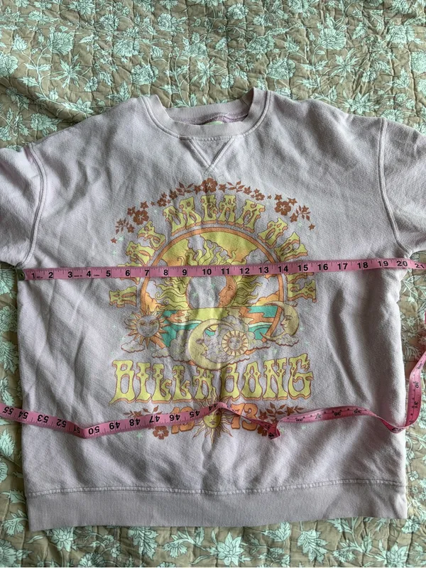 Billabong Light Pink Graphic Crewneck Sweatshirt Medium - Image 6
