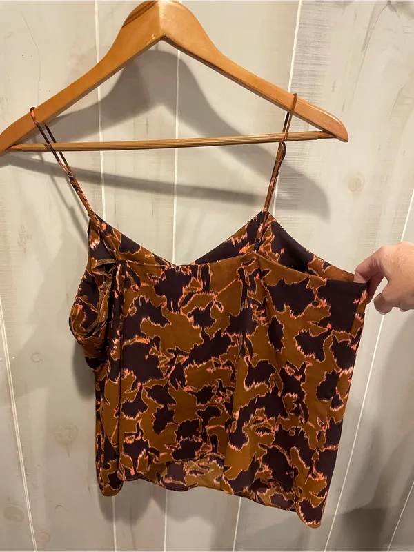 Cute silky pumpkin spicy cami tank coquette work Nine West skinny strap - Image 3