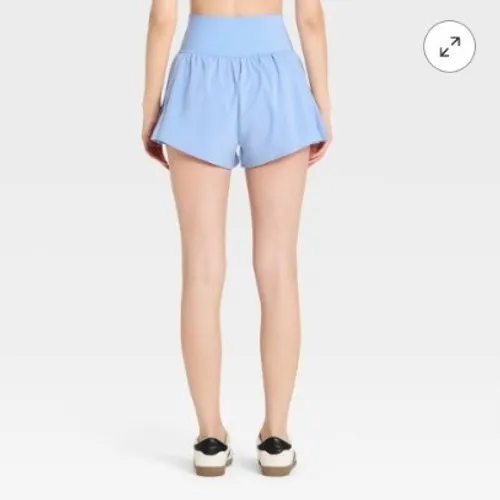 JoyLab Women's Size Medium Pleated Side Woven Shorts Periwinkle Blue Pockets - Image 2