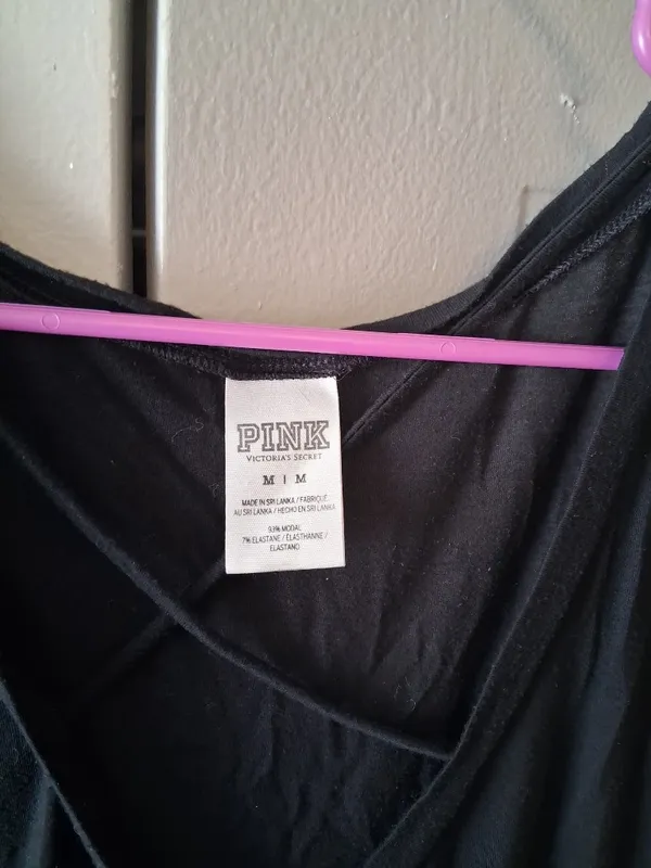 PINK Victoria's Secret modal criss cross front oversized short sleeved t-shirt in black size medium. - Image 4