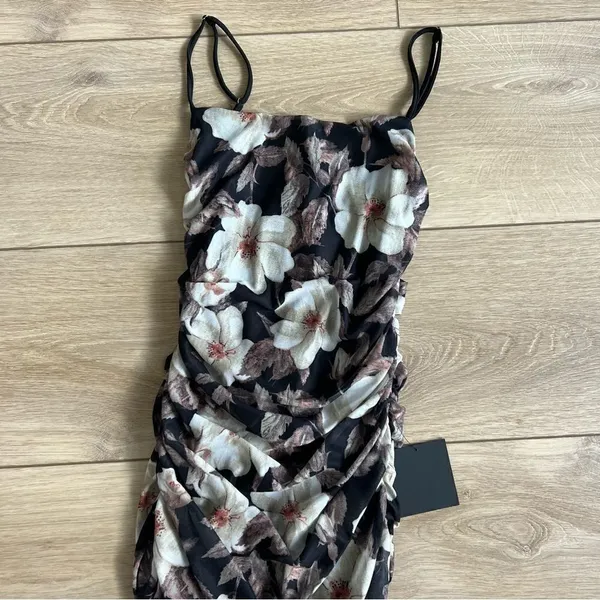 Lulu’s We Really Mesh Black Floral Print Sleeveless Ruched Midi Dress NWT Small - Image 11