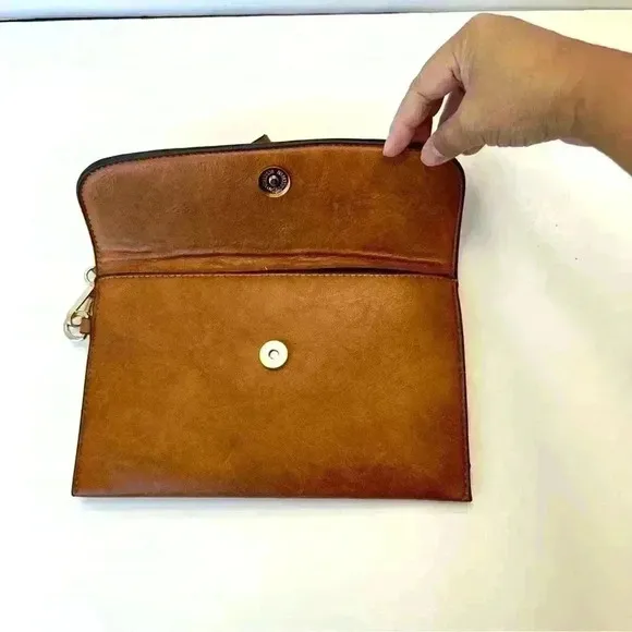 Purse‎ With A Wrist Wrap Women’s Purse Wrislet Brown Sleek Minimalist Classic - Image 5