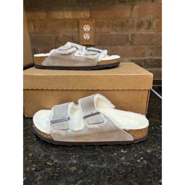 Birkenstock Arizona Genuine Shearling Slide Sandal Size 40 US Women's 9 Men's 7 - Image 2