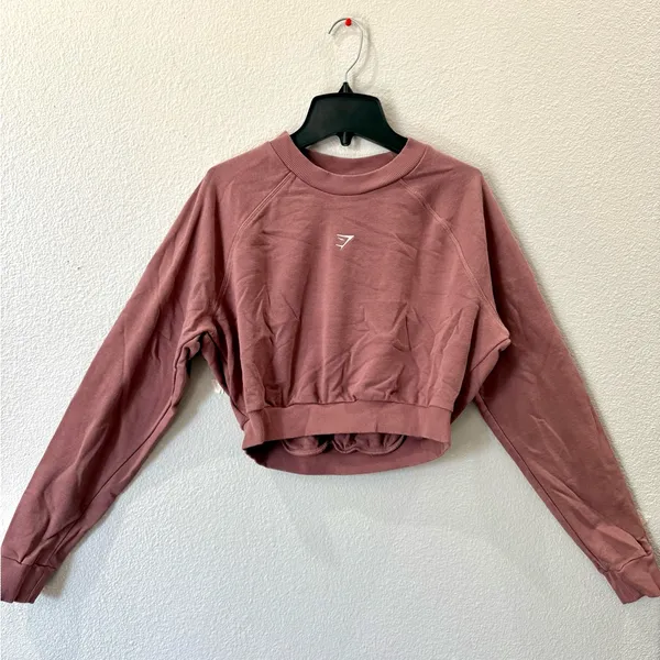 Gymshark Cropped Sweatshirt Mauve Dusty Purple | Small |Athleisure Crop Pullover - Image 2