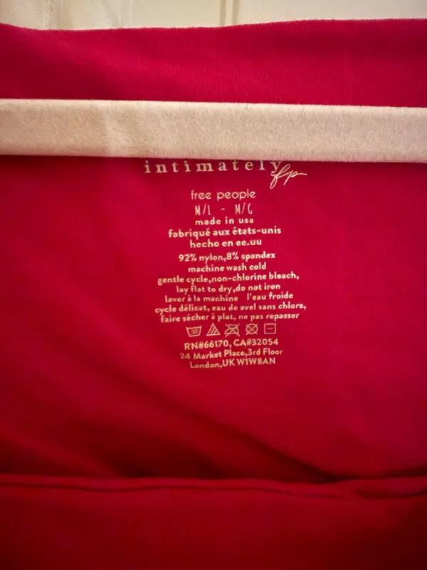 Free People Intimately Clean Lines Long Sleeve Hot Pink square neck fitted - Image 2