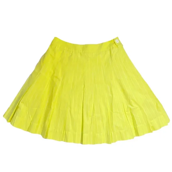Anthro Love Birds Green Yellow Pleated Skirt M - Image 5
