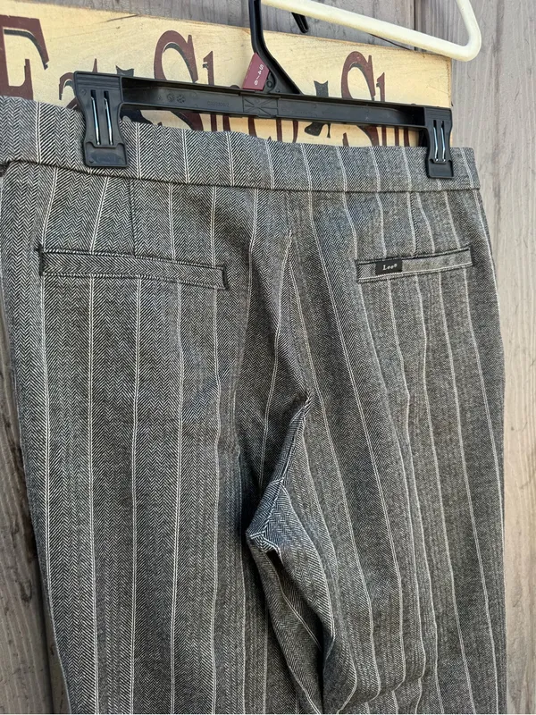 Lee Wide Leg Pinstripe Trousers in Gray - Image 6
