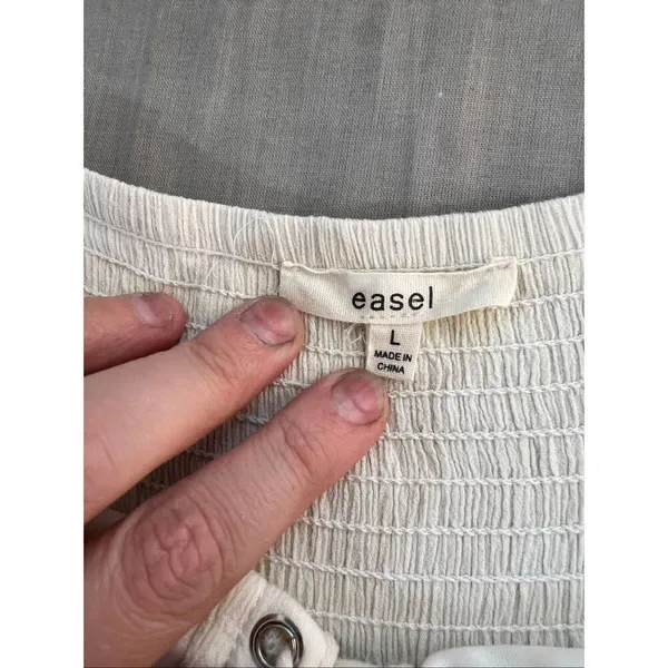 Easel Cream Sleeveless Lace-Up Corset-Style Bodice Tiered Maxi Dress Size Large - Image 8