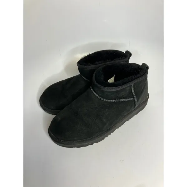 UGG Classic ultra minis‎ shearling boots women's size 6 black suede - Image 8
