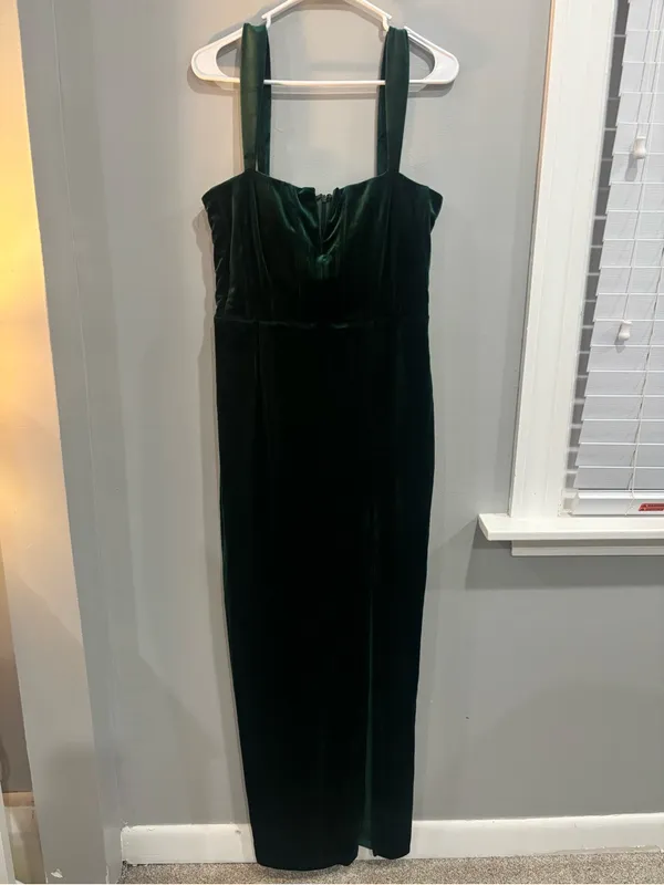 Lulus Women Pristine Luxury Emerald Green Velvet Bustier Maxi Dress L - Image 6