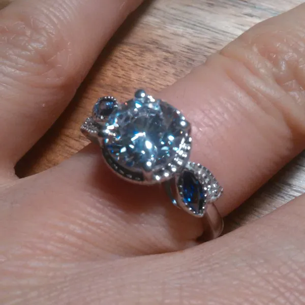 Simulated Tanzanite and Simulated Diamond Sterling Silver Ring (Size 6.75) - Image 10