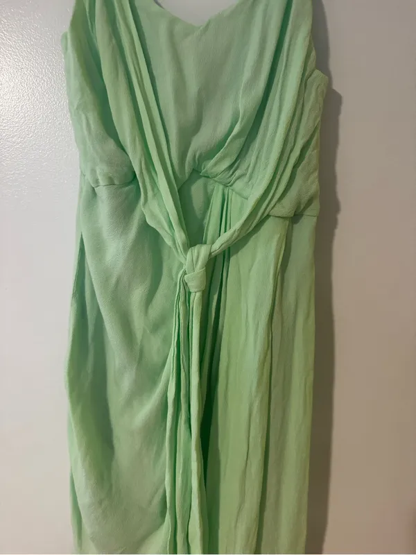 Olivaceous Light Lime Colored Knot-Front Slip Mini Dress - Image 3