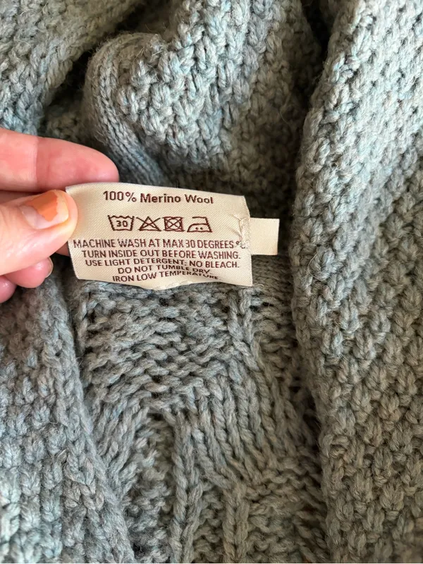 SAOL 100% Merino Wool Women's Aran Open Front Long Cardigan Sweater Irish Cable - Image 8