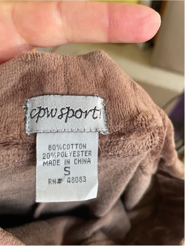 Women's CPW Sport Brown Velour Track Pants Size S - Image 2