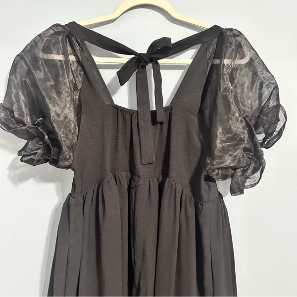 Entro Black Dress With Pockets Puffy Shoulder Small - Image 6