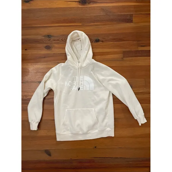 The North Face Half Dome Hoodie Women's M Cream Ivory Logo Pullover Sweatshirt - Image 3