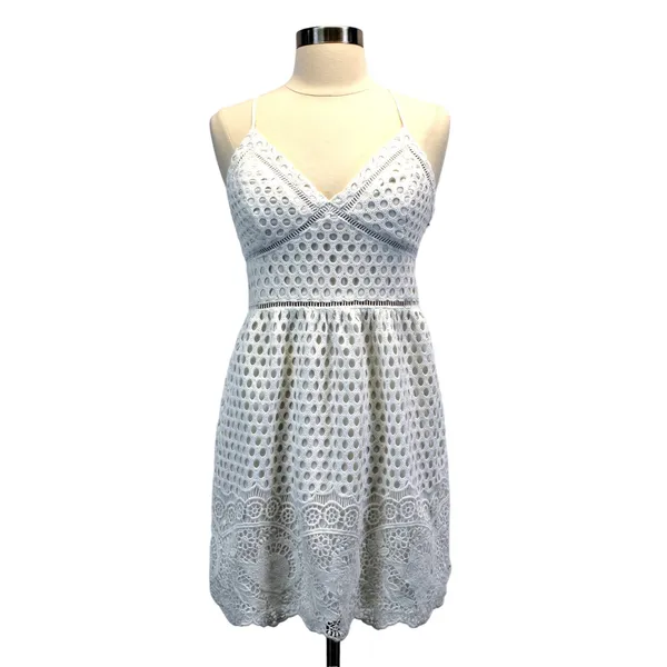 Abercrombie & Fitch Womens S Crochet Mini‎ Dress Sleeveless White Boho Whimsy - Image 5