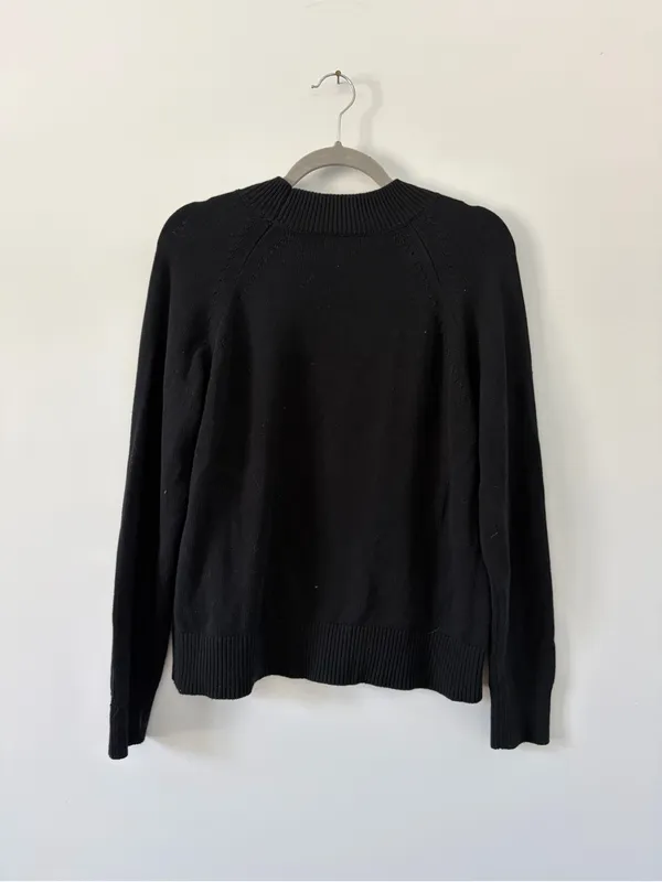 Quince Organic Cotton Mock Neck Knit Casual Minimalist Sweater Black Small - Image 6