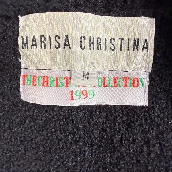 Vintage 2000 Christmas Sweater‎ Vest Womens Medium Trees Black Marisa Christina - Image 4