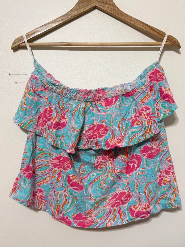 Lilly Pulitzer Tropical Jellyfish Strapless Top Size XL Vacation beach - Image 4