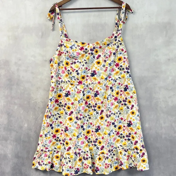 Old Navy Women Floral Cami Dress Size 2X Sleeveless Tie Strap Ruffle Hem Cottage - Image 5